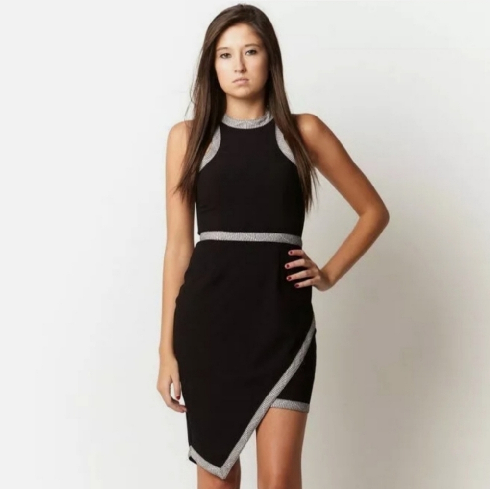 Talulah Black Racerneck Asymetrical Hem Dr…